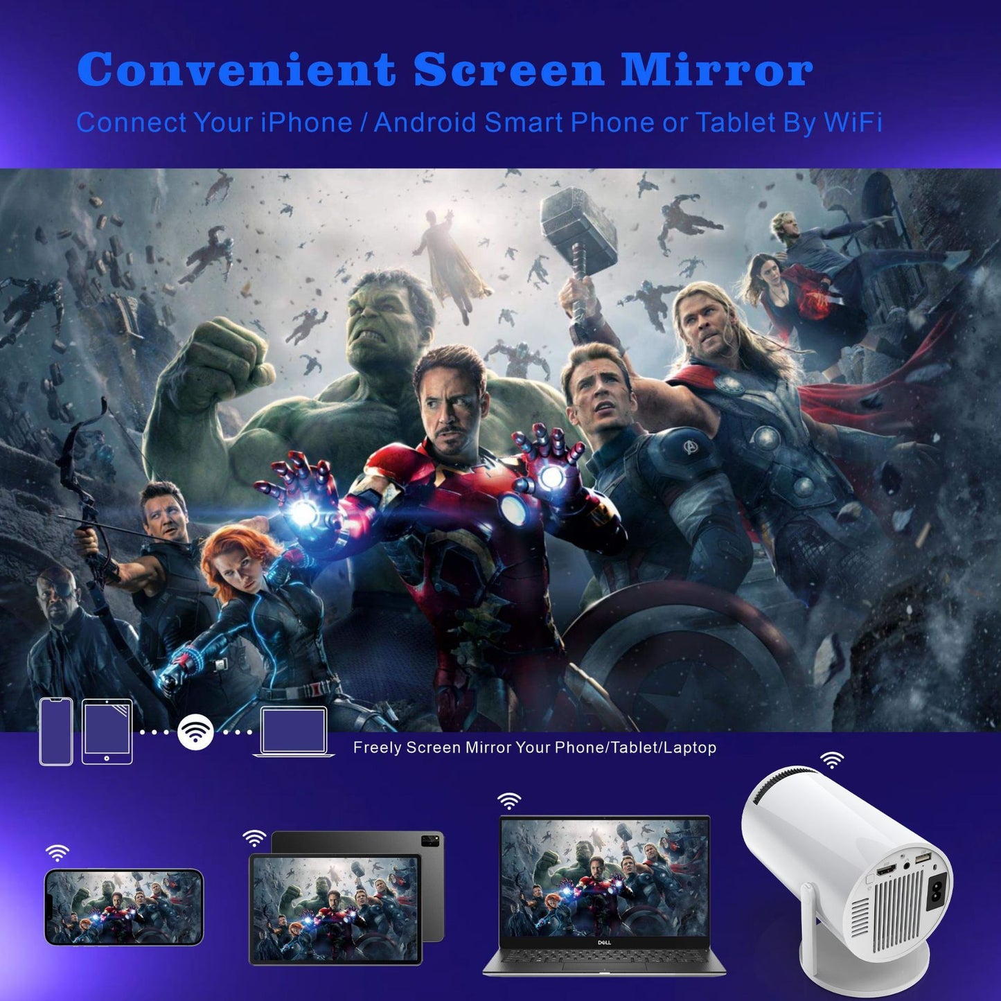 Wireless Freedom, Big Screen Experience, Ultra High Definition 4K Projector